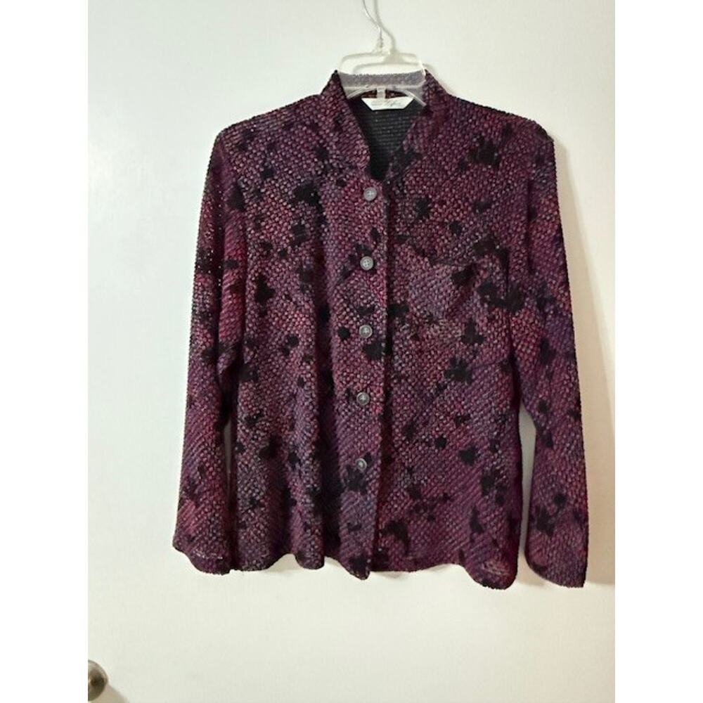 Vintage/Rare Lifer Tokyo Women's Textured Long Sleeve Button Up Top - Japan